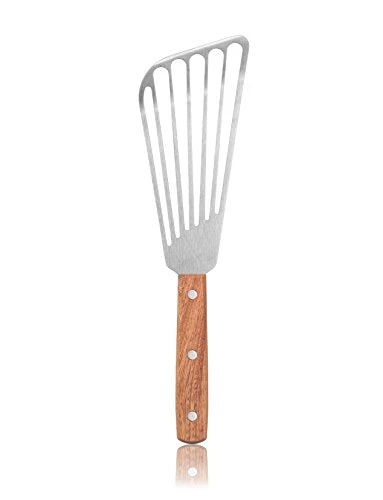 New Star Foodservice 43068 Wood Handle Fish Spatula, 6.5" Blade, Silver - Image 3