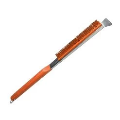 SupMaka Pizza Oven Brush, 22” Pizza Stone Brush - Grill Cleaning Brush With Scraper, Grill Brush Wood Handle & Brass Bristles, Pizza Oven Accessories For Outdoor BBQ, (Vibrant Orange)