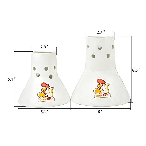 Only Fire Ceramic Steamer Beer Can Chicken Holder Turkey Roaster Rack For Oven Or Grill Barbecue Accessories, Set Of 2 (Large+Small) - Image 6