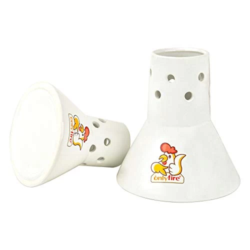 Only Fire Ceramic Steamer Beer Can Chicken Holder Turkey Roaster Rack For Oven Or Grill Barbecue Accessories, Set Of 2 (Large+Small) - Image 5