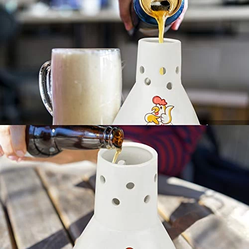 Only Fire Ceramic Steamer Beer Can Chicken Holder Turkey Roaster Rack For Oven Or Grill Barbecue Accessories, Set Of 2 (Large+Small) - Image 2