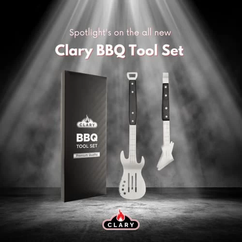 Clary BBQ Tools, Grill Accessories Gift For Men, Guitar Shaped Tool Set Includes BBQ Spatula And Tongs, Grill Tools For Outdoor Grill - Image 2