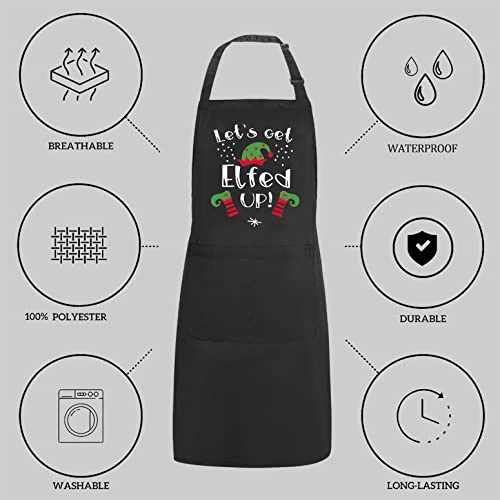 Christmas Aprons For Women With Pockets, Grill Aprons For Men BBQ Grilling - Image 2