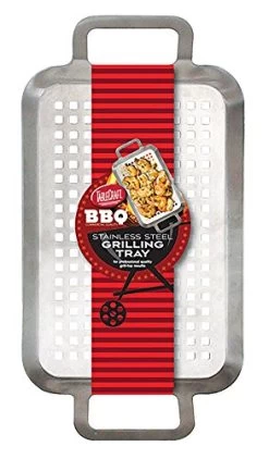 TableCraft 13.5" Stainless Steel Grilling Pan With Handles | Great For Outdoor Barbecues And Grills