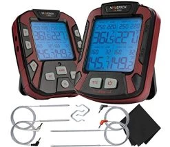 Maverick PRO-Series XR-50 Extended (500FT Range, 4 Probe) Digital Remote Wireless BBQ, Meat & Smoker Thermometer, Black/Red And Z-Cloth Bundle