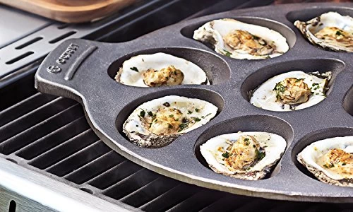 Outset 76225 Cast Iron Oyster Grill Pan, 12 Cavities, Black - Image 8