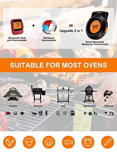 XPX Bluetooth Digital Charcoal Grill Thermometer, Smart Alarm Digital Instant Read Thermometer With 2 Probes - Image 5