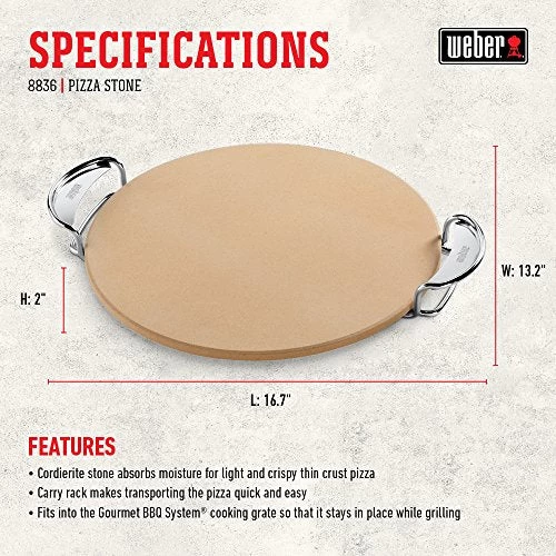Weber 8836 Gourmet BBQ System Pizza Stone With Carry Rack - Image 3