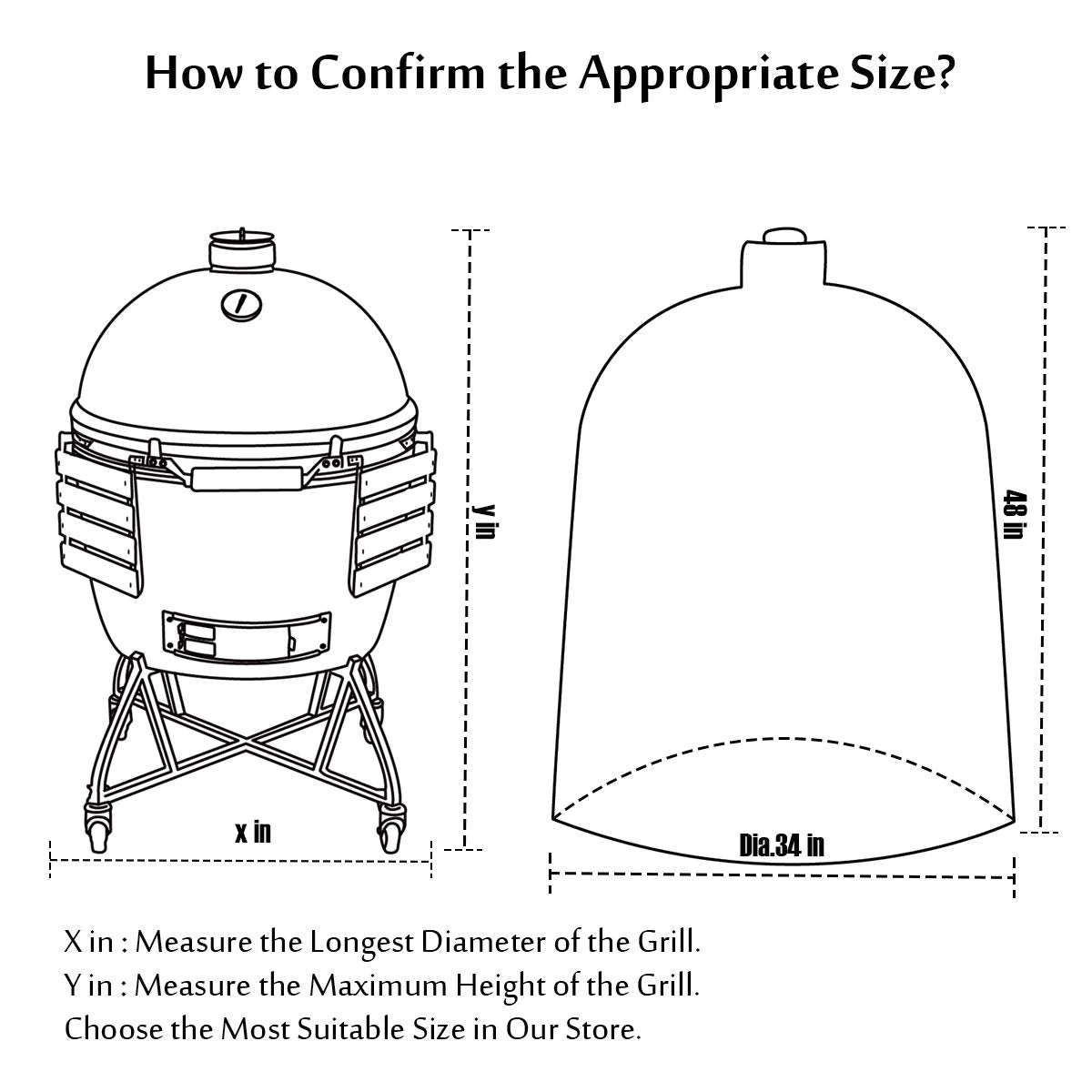 KAMaster Kamado Grill Full Cover XLarge Big Green Egg Big Joe Ceramic Grill,34 Inch Dia Waterproof Outdoor Grill Cover - Image 6