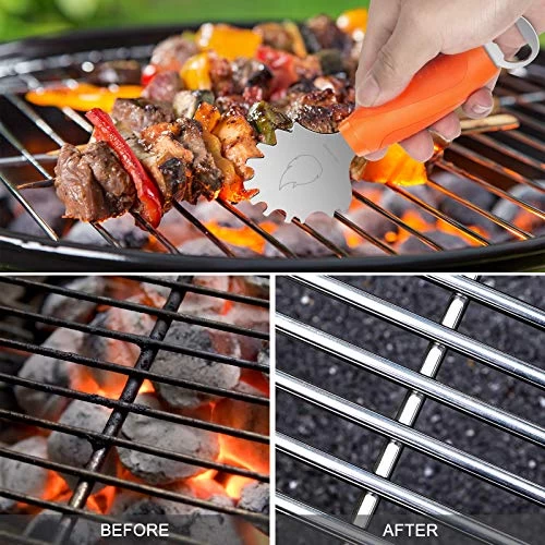 AOLLOP Grill Scraper BBQ Stainless Steel Grill Grate Cleaner No-bristles With Extended Handle & Bottle Opener Fits Most Grill Grates Or Griddles Ideal Gift - Image 4
