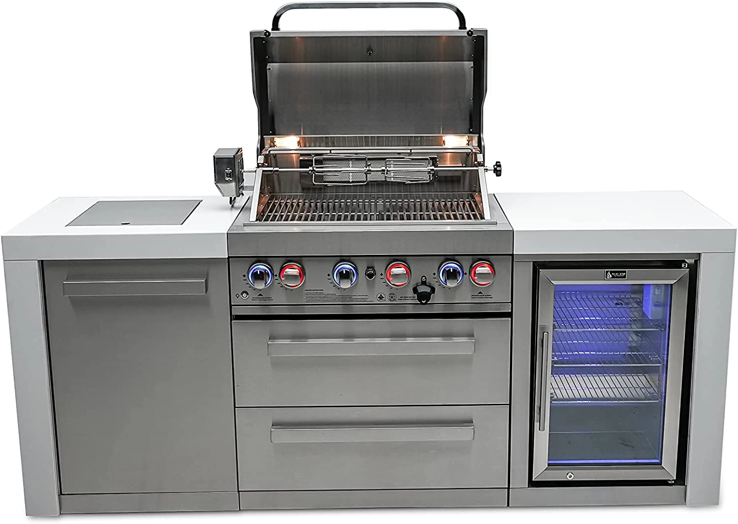 Mont Alpi 4 Burner Deluxe Island With Fridge Cabinet - MAi400-DFC - Image 2