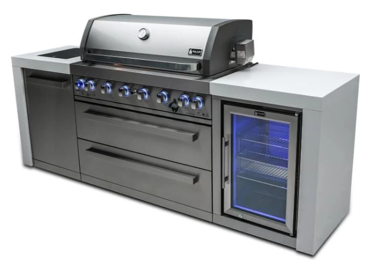 Mont Alpi 6 Burner Deluxe Island With Fridge Cabinet - MAi805-DFC
