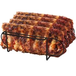 Sorbus Non-Stick Rib Rack - Porcelain Coated Steel Roasting Stand - Holds 4 Rib Racks For Grilling & Barbecuing (Black)
