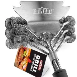 GRILLART Grill Brush Bristle Free - Safe BBQ Cleaning Grill Brush And Scraper - 18" Best Stainless Steel