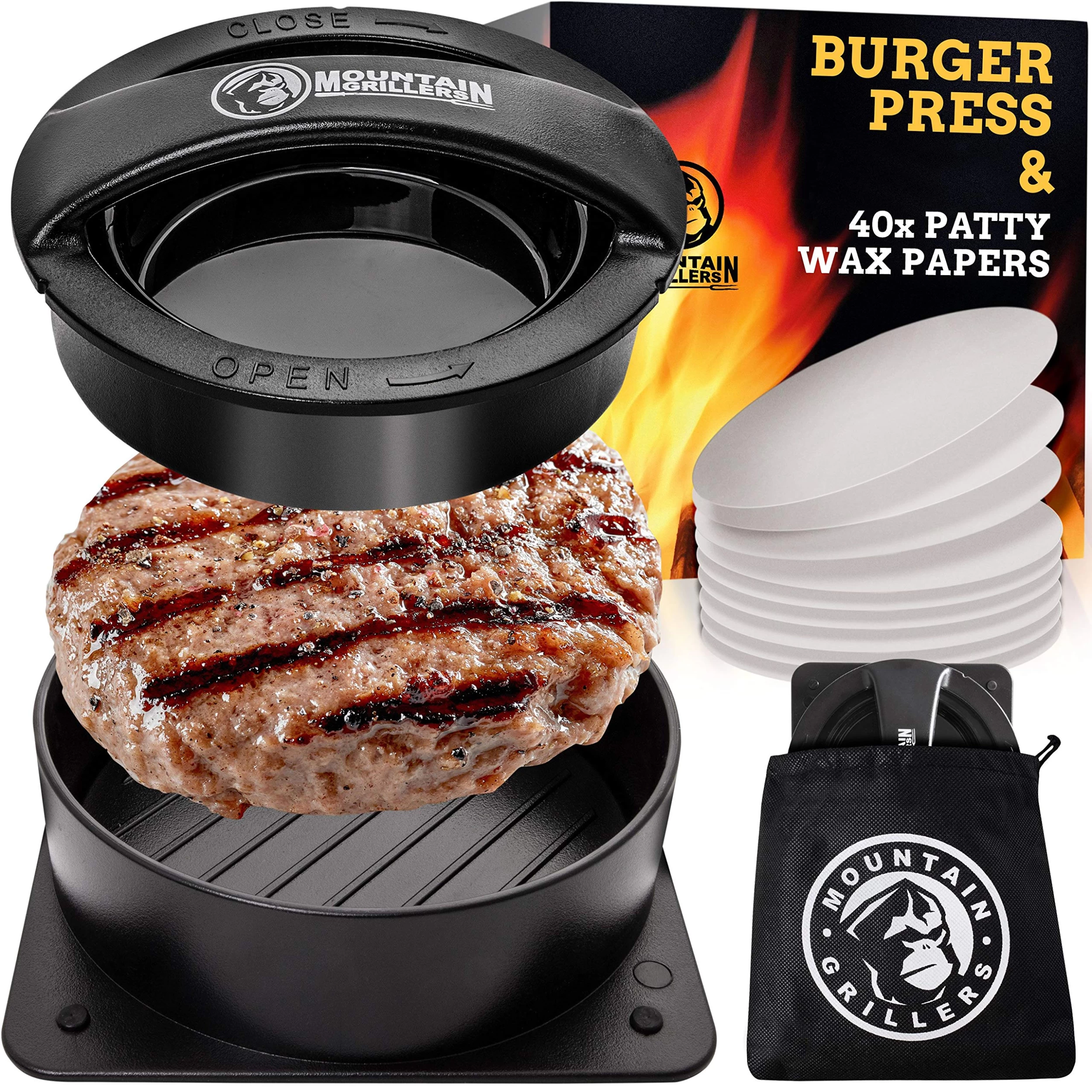 Mountain Grillers Burger Press Patty Burger Maker - Non Stick Hamburger Mold Kit