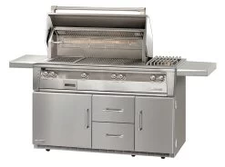 Alfresco LXE Series 56 Inch Sear Zone Natural Gas Grill W/ Sideburner On Refrigerated Base