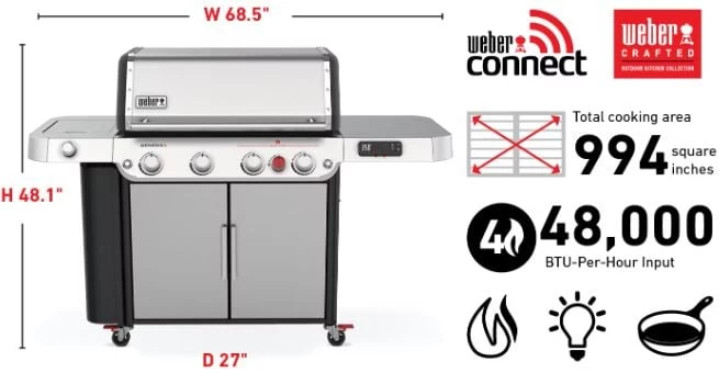Weber Genesis SPX-435 Smart Gas Grill Stainless Steel - Propane - Image 9